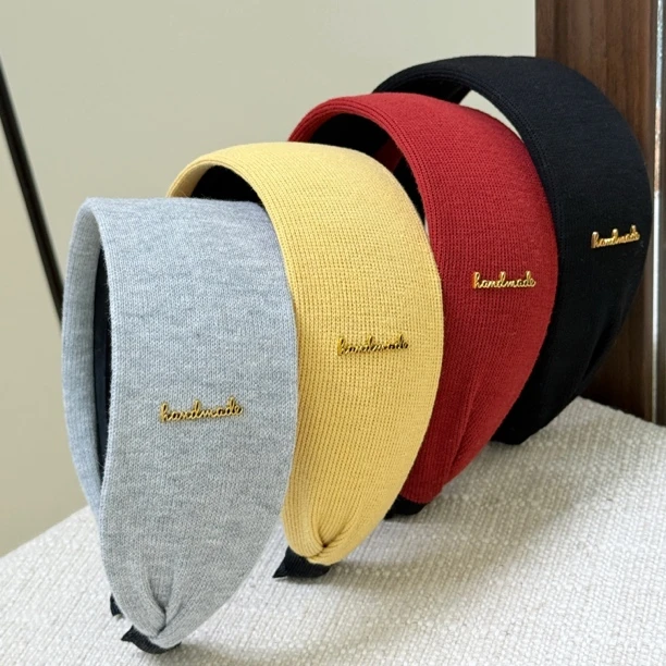 复古纯色针织宽边发箍韩版新款简约百搭发饰时尚宽边发卡头箍女