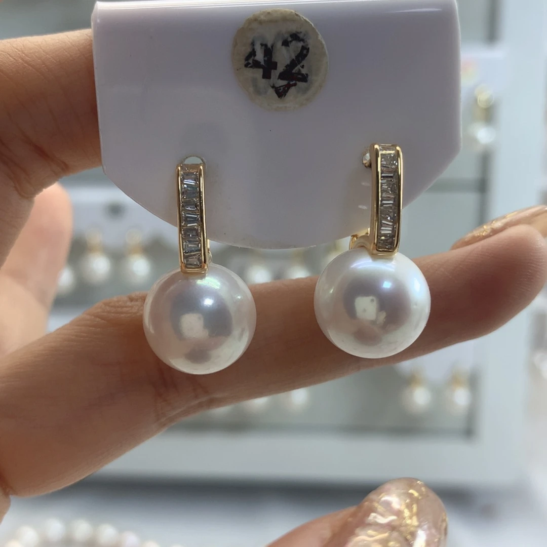 淡水珍珠耳饰银S925镶嵌