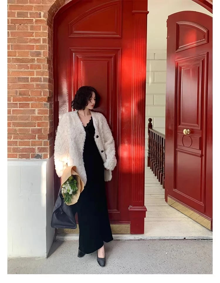 酒午自制【清欢渡】赫本风无袖V领性感露背连衣裙黑色晚宴裙KLF3919