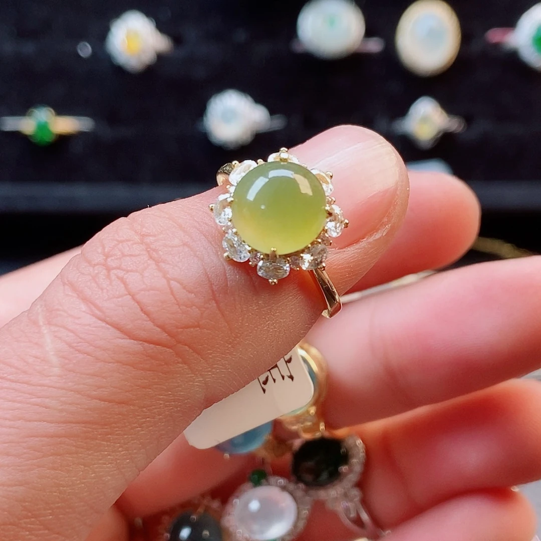 翡翠戒指银S925镶嵌357854