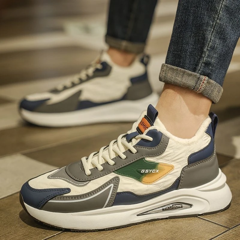 （有棉有单）男鞋秋冬布面防水防滑轻便老爹鞋百搭时尚休闲鞋