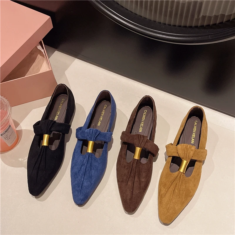 优雅气质包跟单鞋女秋季约会搭裙子平底鞋轻便内增高尖头玛丽珍鞋