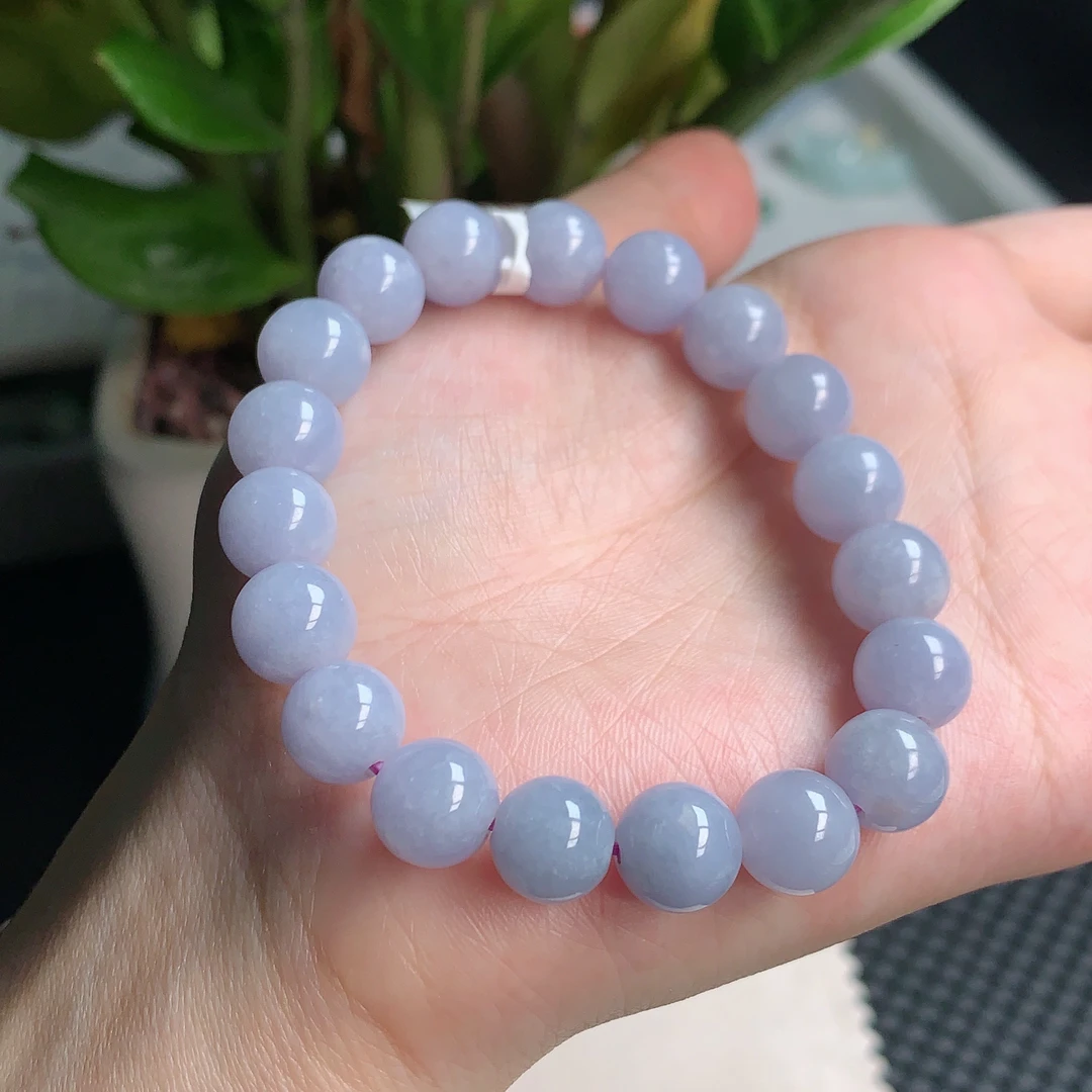 年底清仓缅甸天然A翡翠，冰润紫罗兰珠子手链9.7mm1231