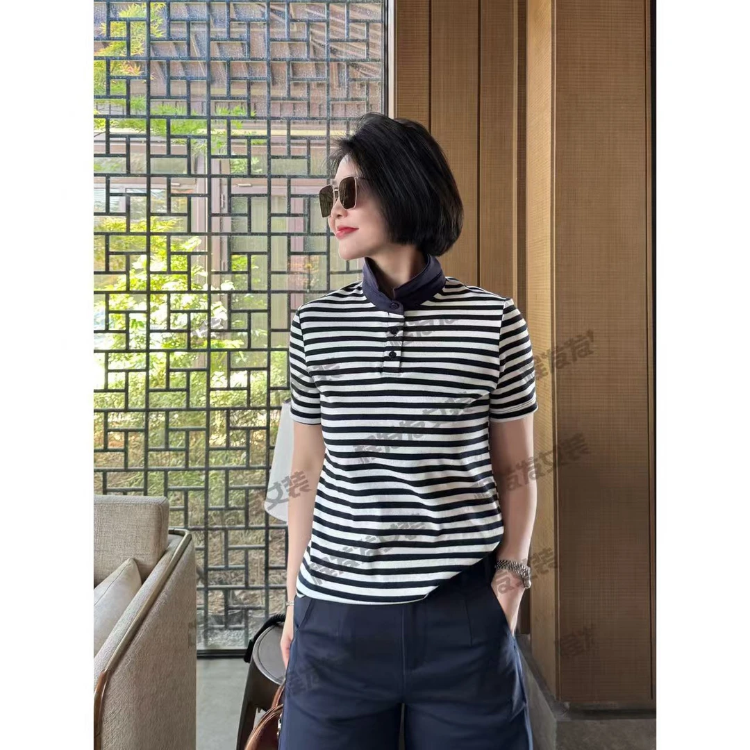 【程发发】（尘圆）经典简约条纹气质休闲T恤F2032