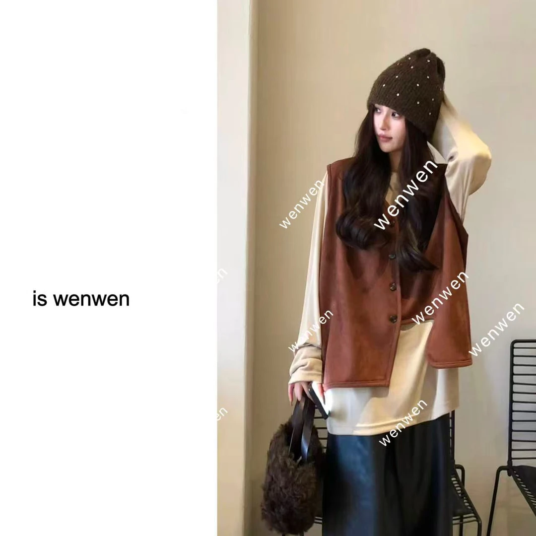 【WEN】 叠穿公式 秋季新款单排扣设计感简约风韩版马甲 YS1057