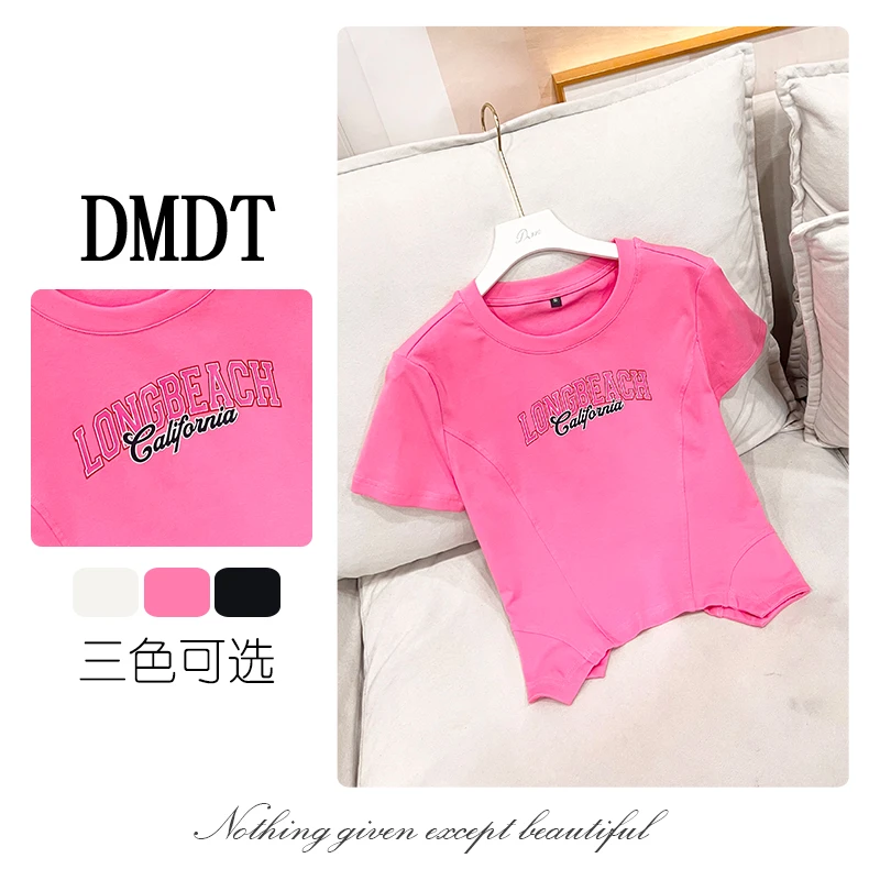【DMDT服饰】2025新品字母印花显瘦休闲短袖百搭圆领女T恤T5416