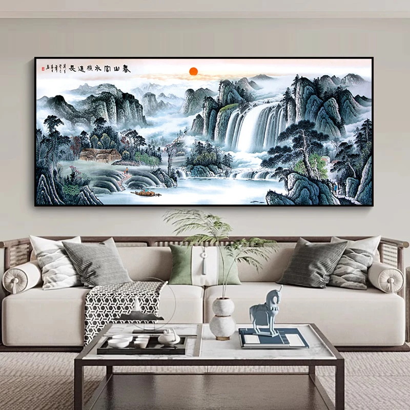 富春山居图钻石画客厅简约风景手工粘贴钻十字绣水钻全贴自己贴钻