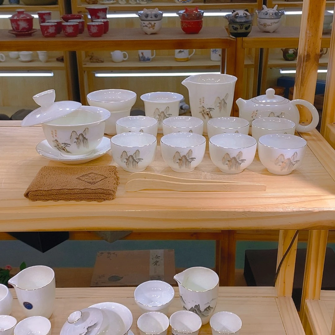 【不止】羊脂玉瓷茶具套装