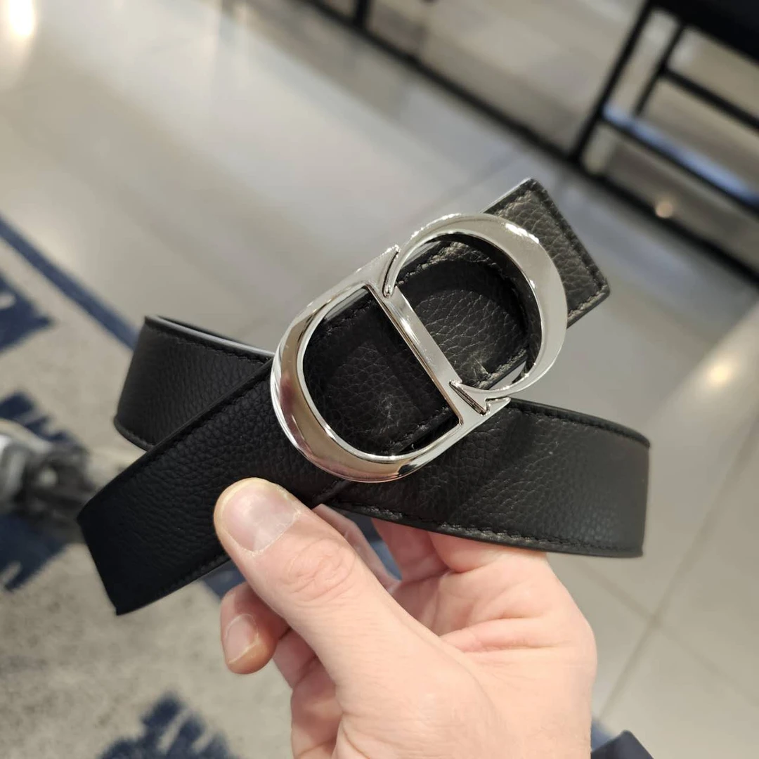 全新未使用 DIOR/迪奥 男士男款时尚休闲黑色真皮百搭