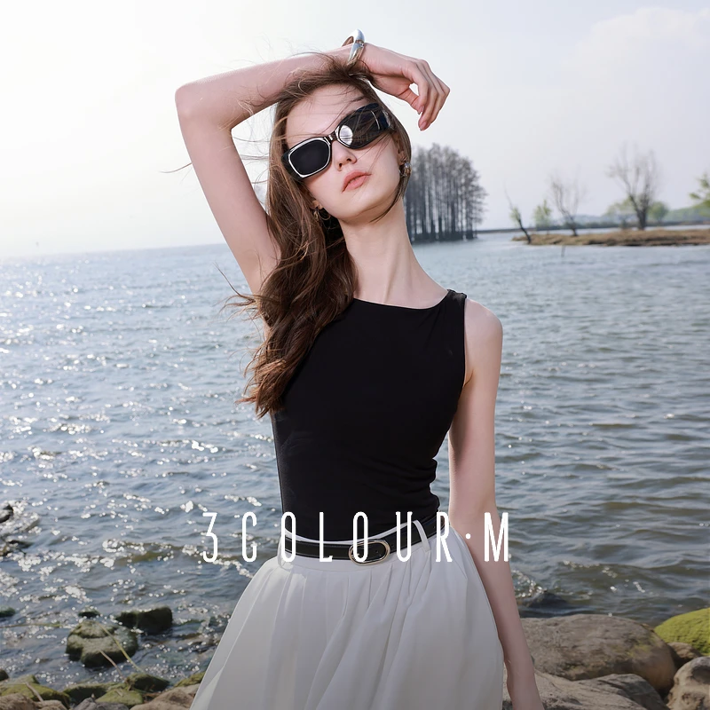 【大瑶专享】D402FM402Z30三彩2025夏季新款弹力无袖吊带修身dbx