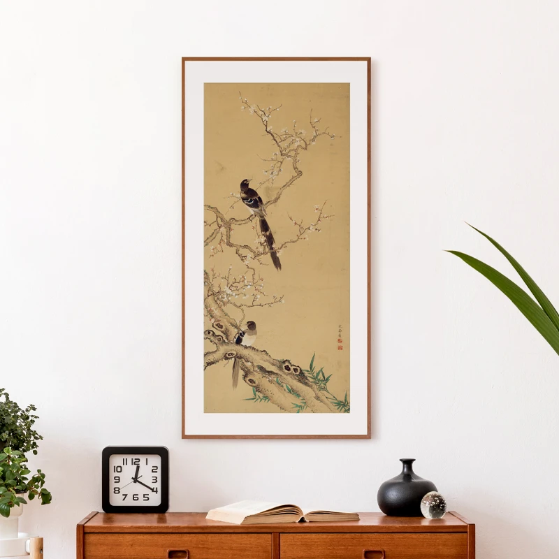 中式装饰画《梅花双喜图》宣纸实木榫卯书房玄关挂画DL015国画系列