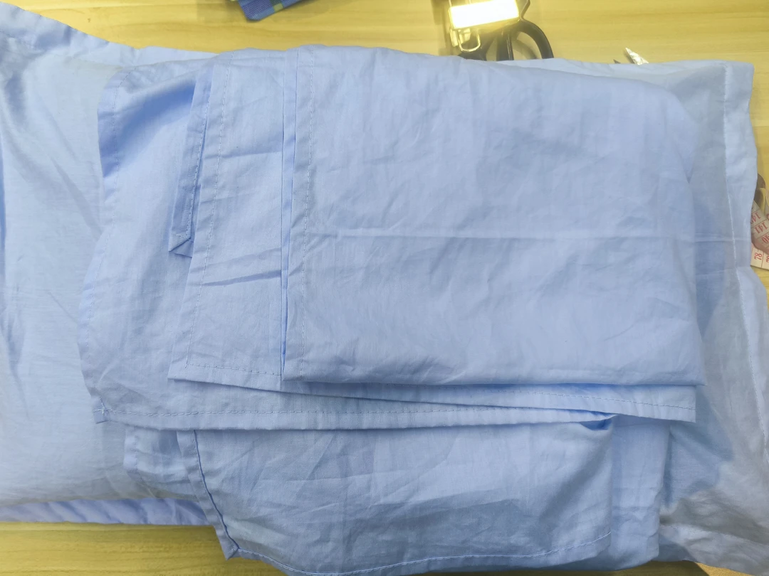 实中 天蓝色床单被罩枕头套 三件套