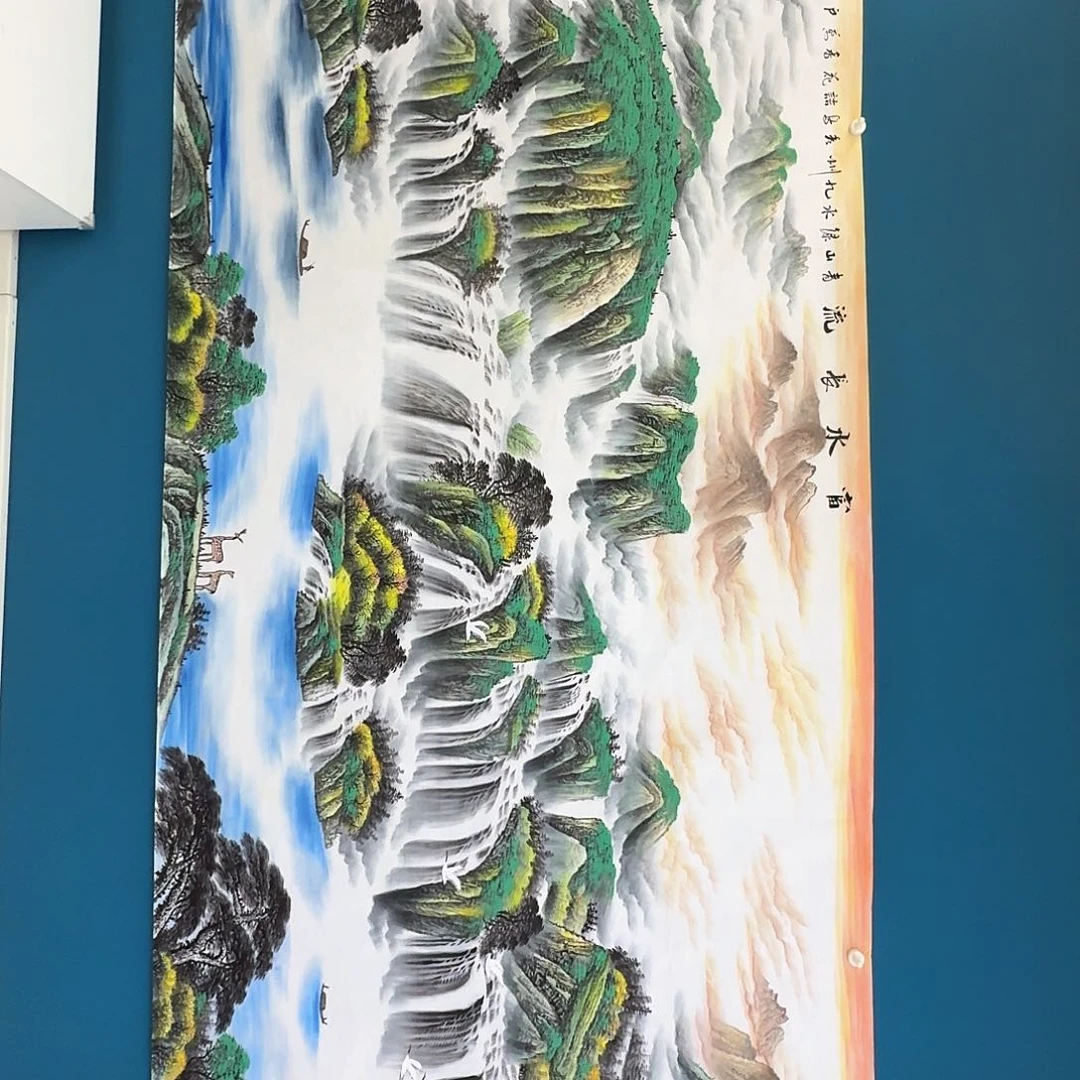 国画富水长流丈二山水作品