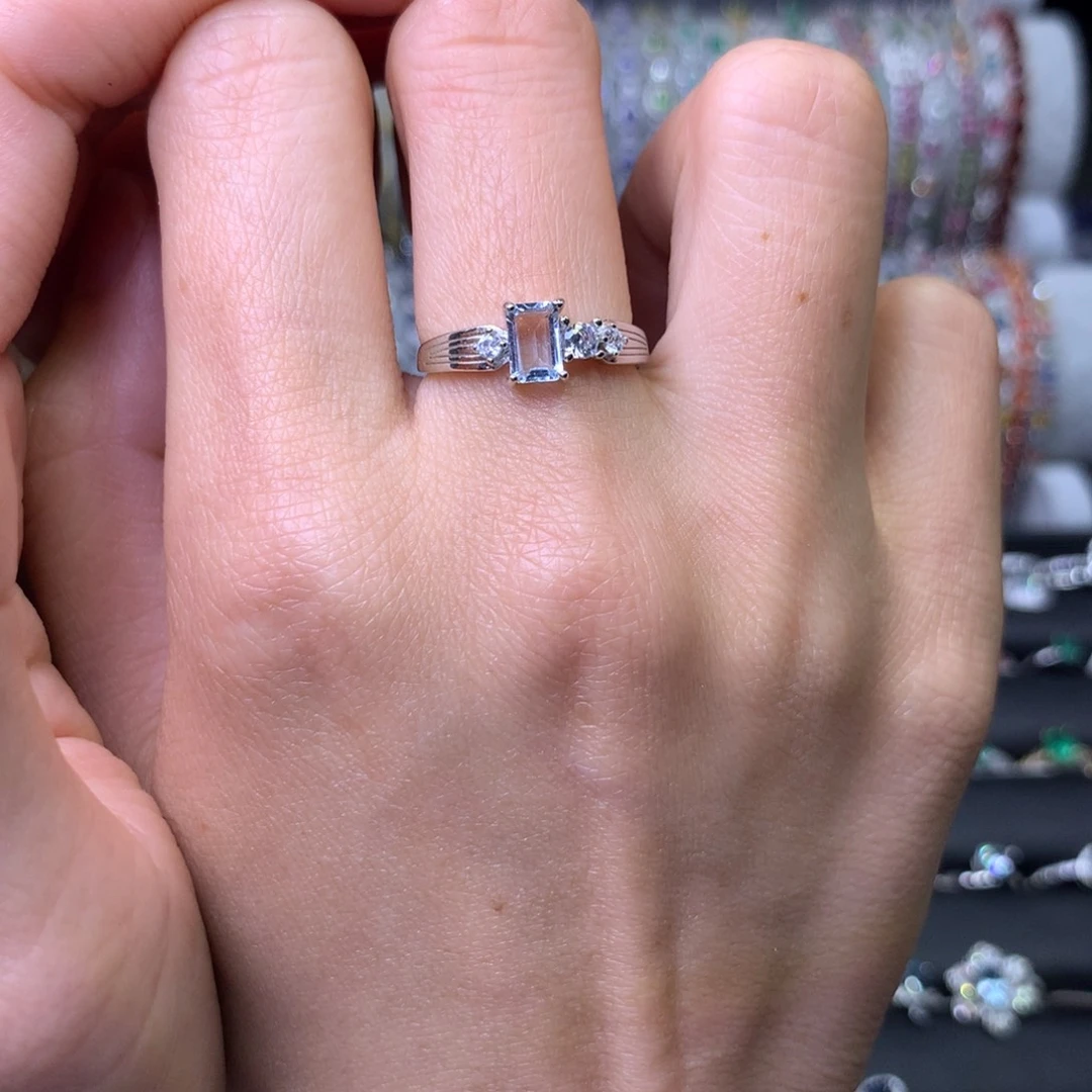 海蓝宝石戒圈银S925镶嵌