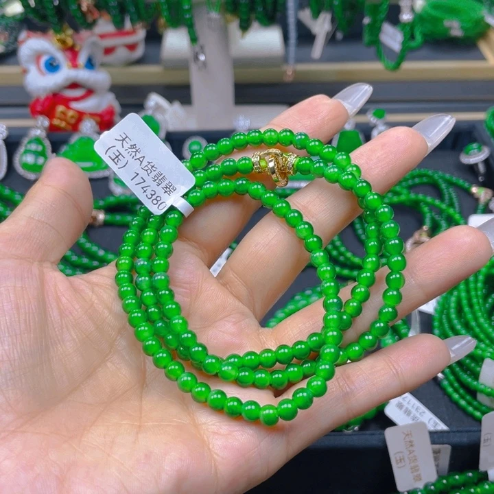 浮***A翡翠未镶嵌颈饰正阳绿5