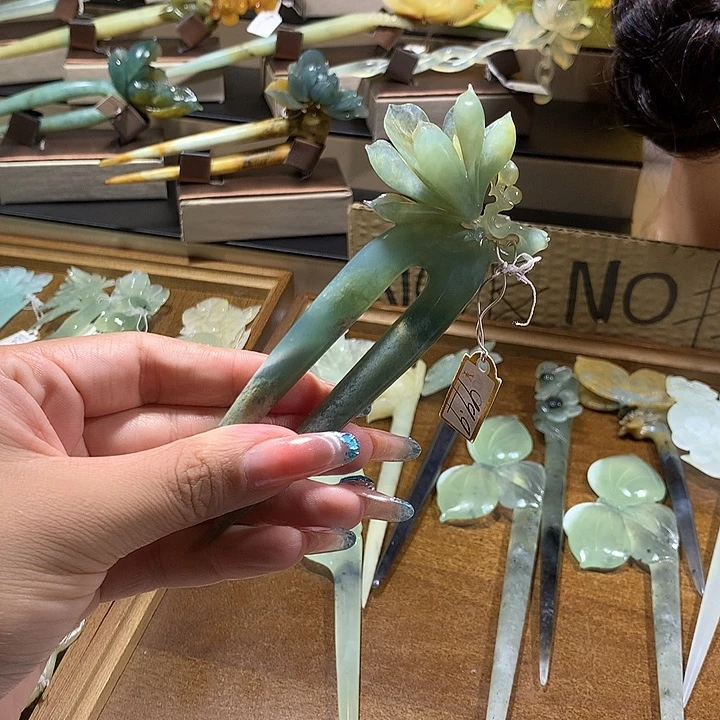 蛇纹石玉合金发饰