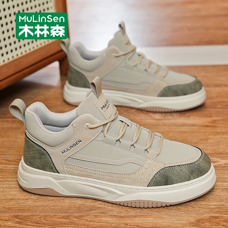 木林森板鞋男2025新款秋季时尚百搭运动休闲厚底减震耐磨增高潮鞋