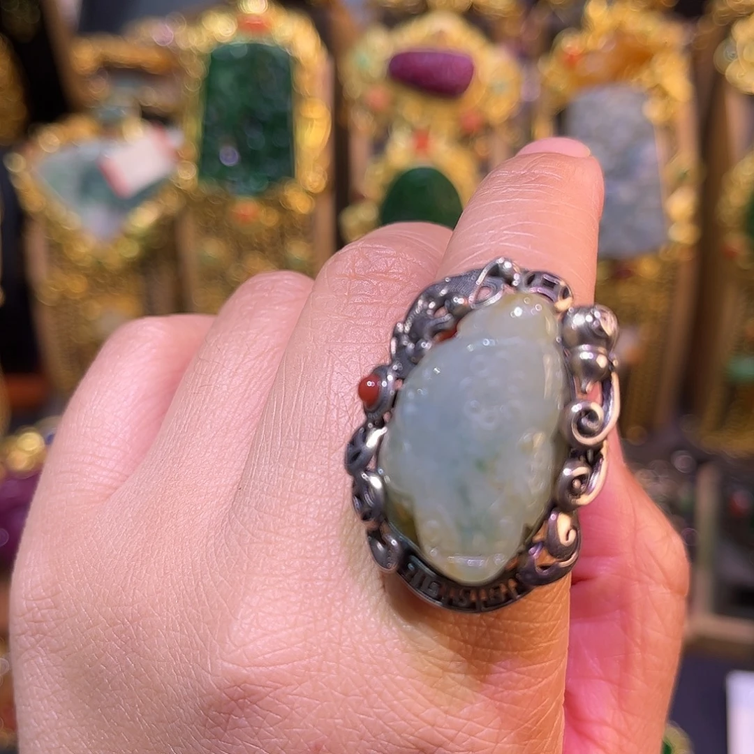 翡翠银S925镶嵌戒指