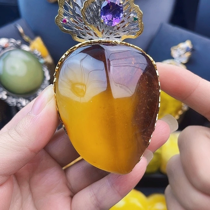 琥珀银S925镶嵌裸石