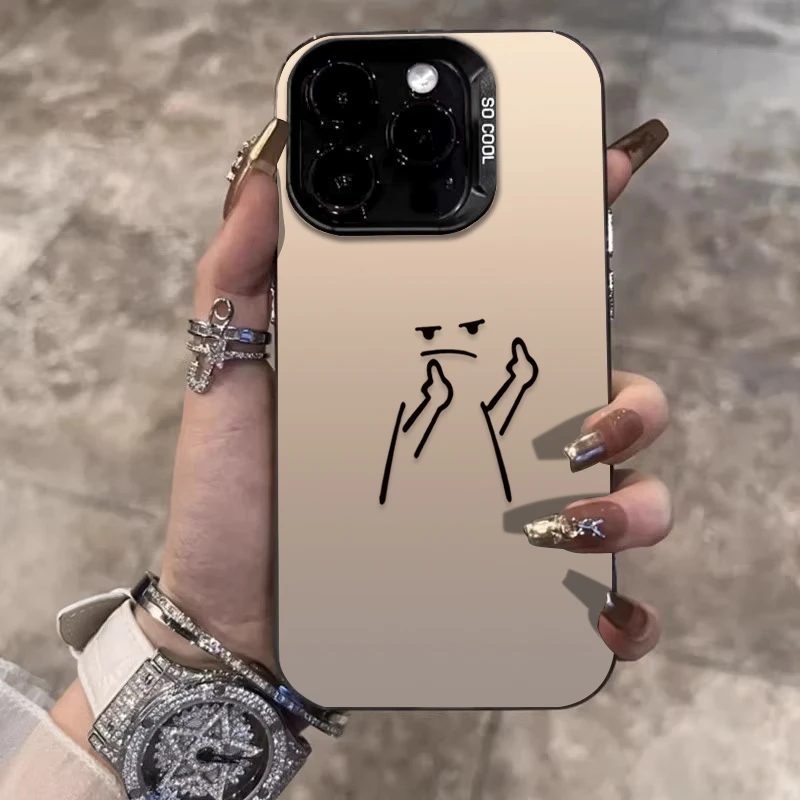 鄙视小人适用苹果16promax手机壳iPhone15硅胶14保护套17新款卡通