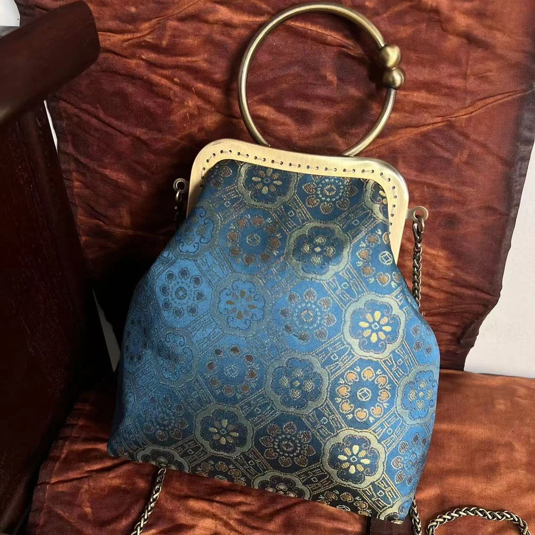 【隐叙原创】YX0500香云纱桑蚕丝时尚复古花色气质女士单件手提包