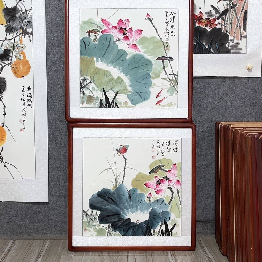 国画书画作品带框63×63