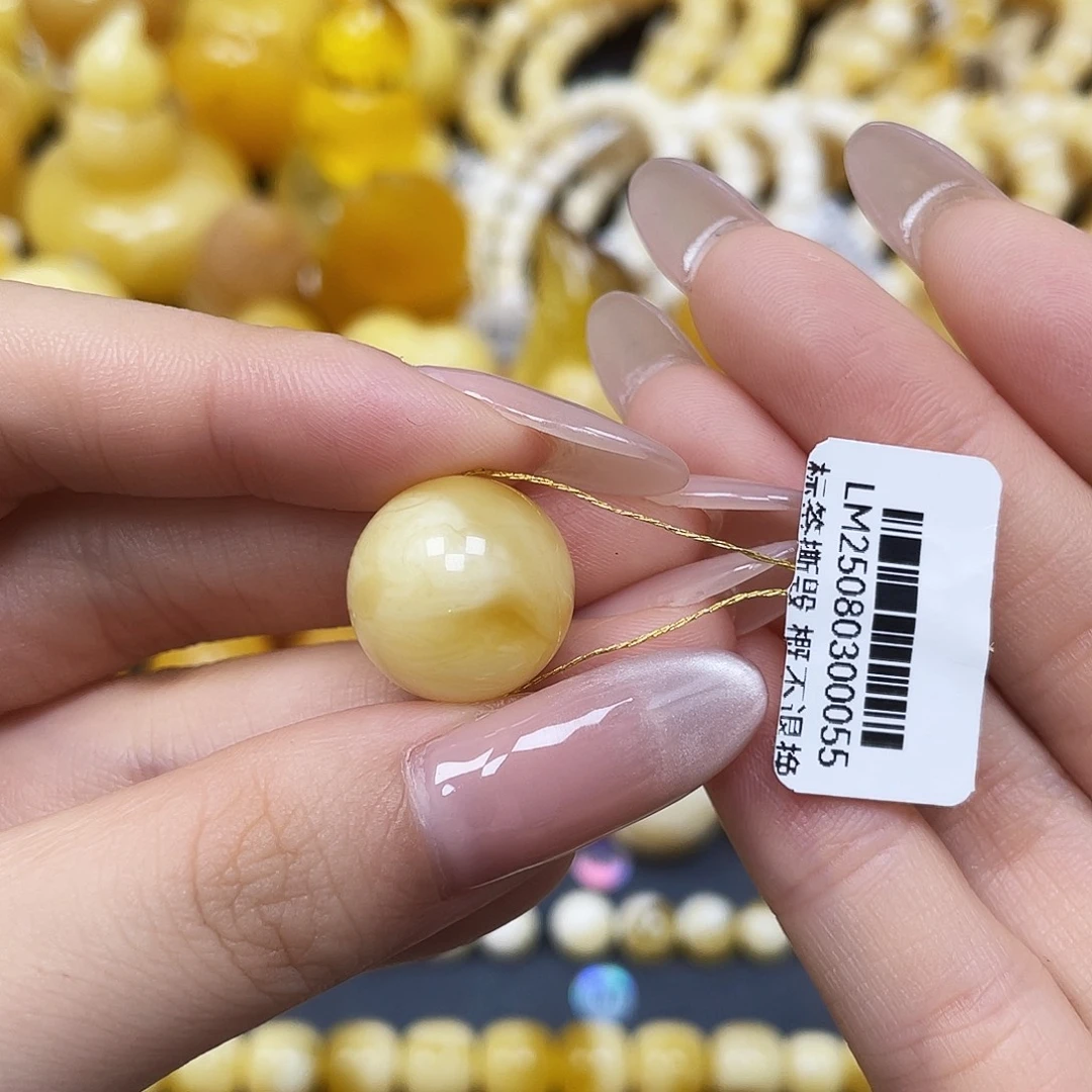 蜜蜡未镶嵌裸石圆珠15.9mm小冰片