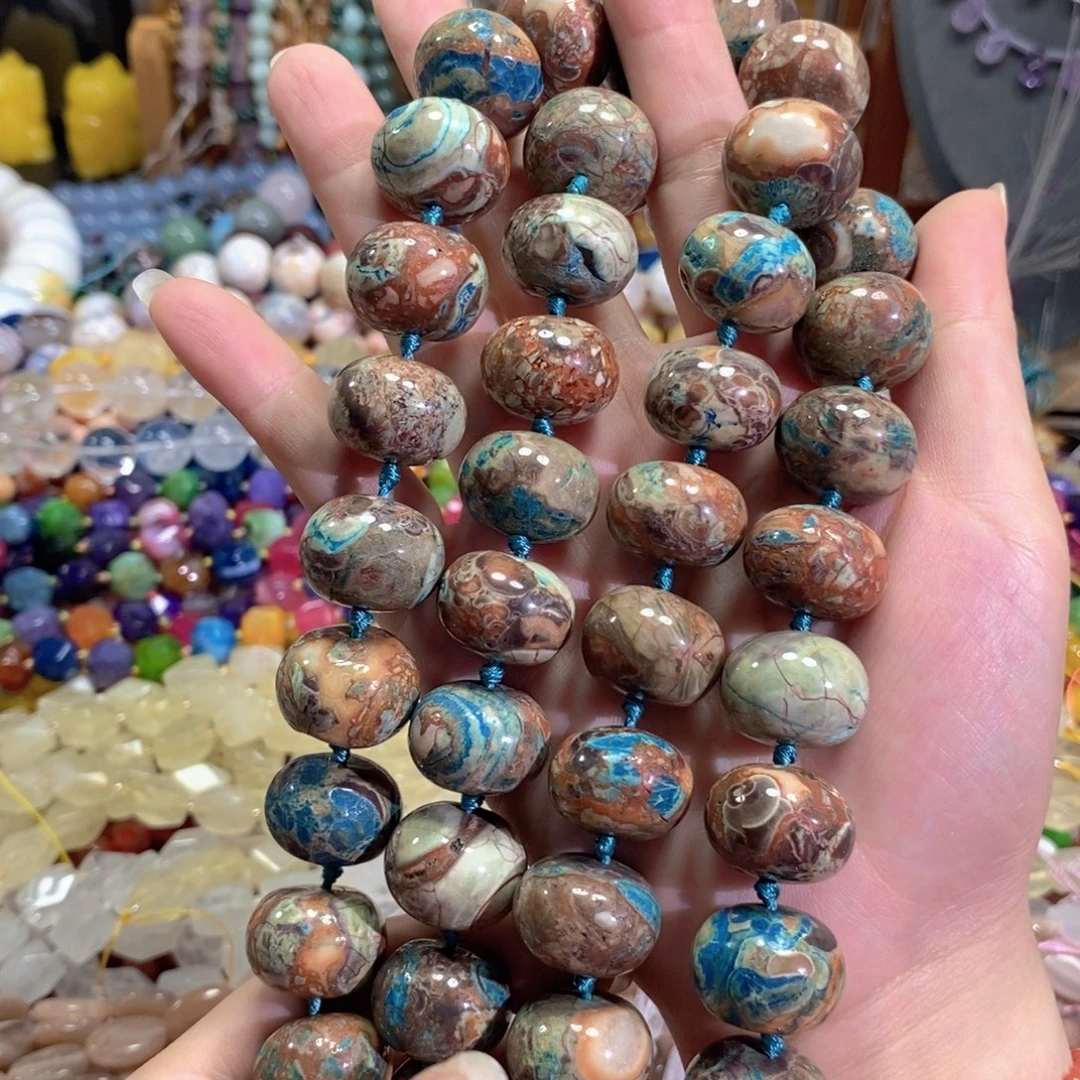 玛瑙/玉髓未镶嵌珠宝半成品孔雀玛瑙车轮一条卡20mm