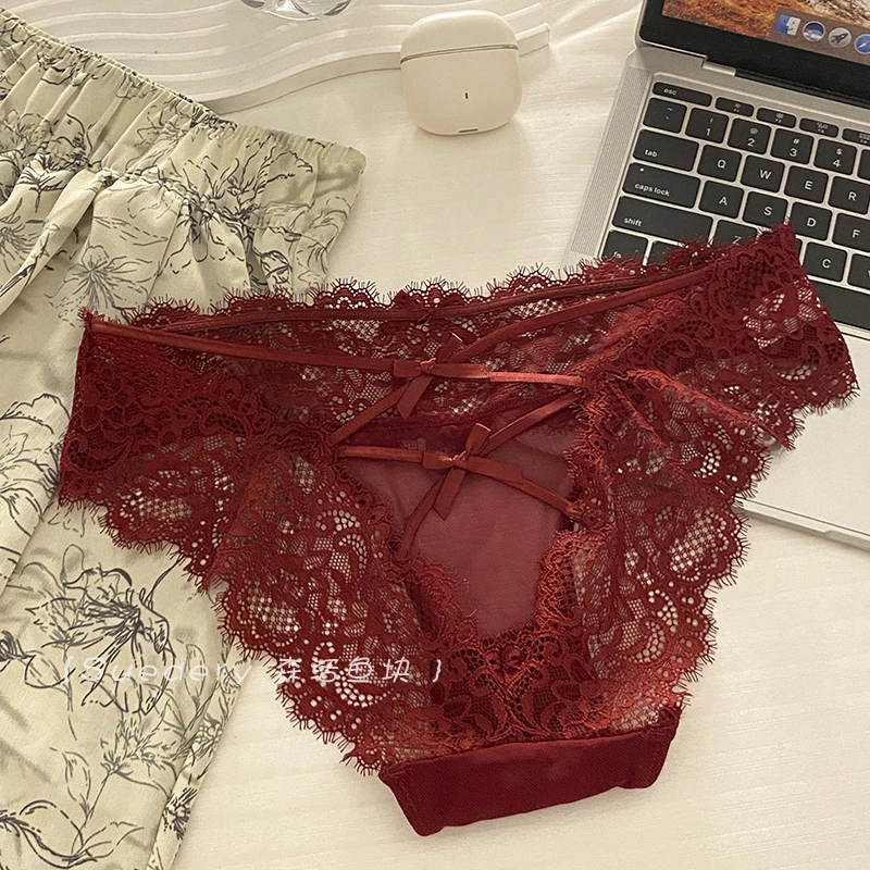 美色误人~美式辣妹蕾丝性感细带交叉内裤女镂空低腰