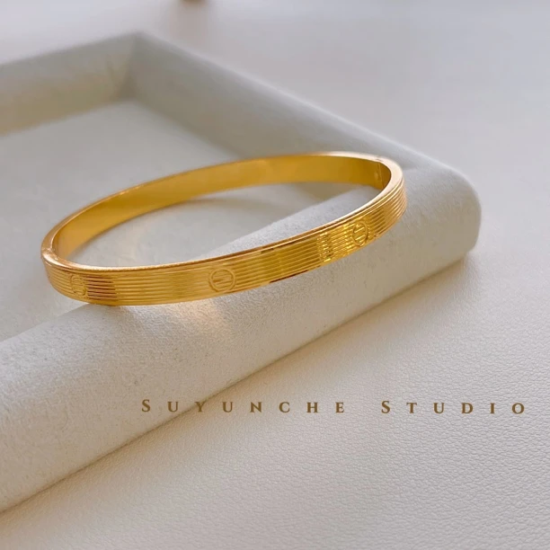 铜合金手镯 Suyunche2532金色女ins时尚气质手镯个性复古