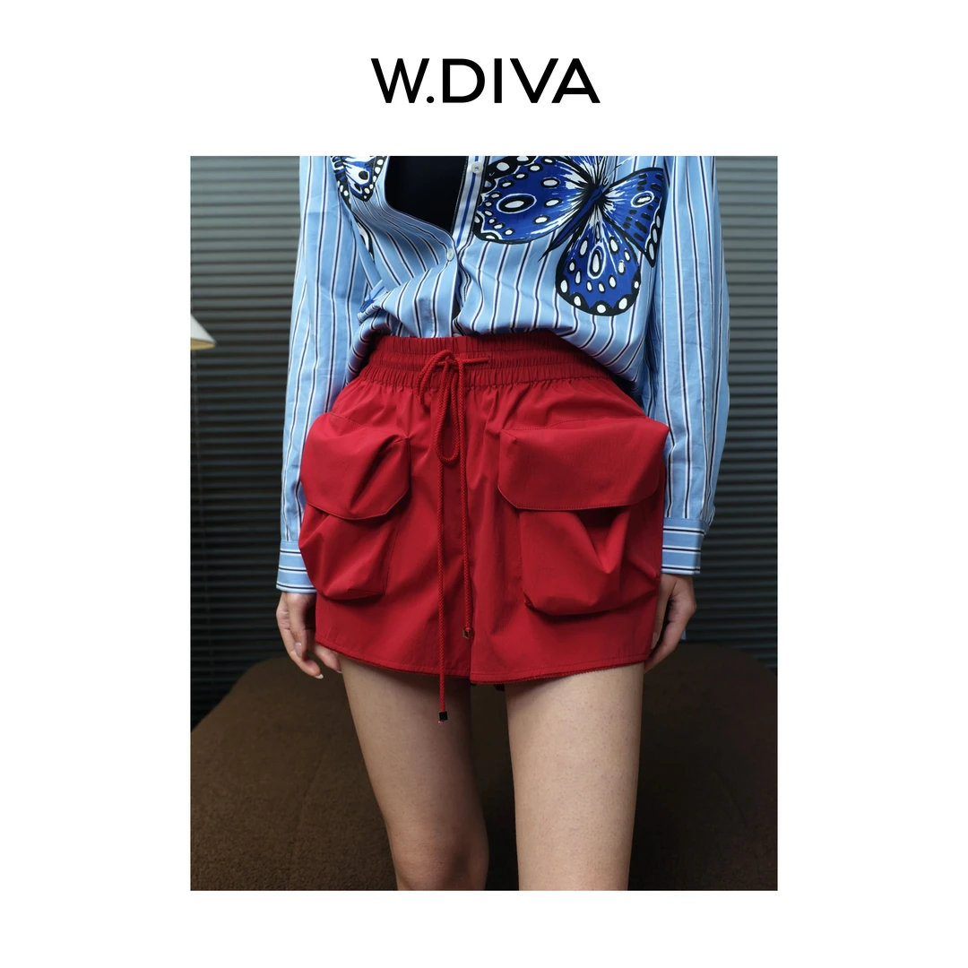 W.Diva【清平】进口梭织面料做旧肌理口袋短裤洋气衣服女51K221064