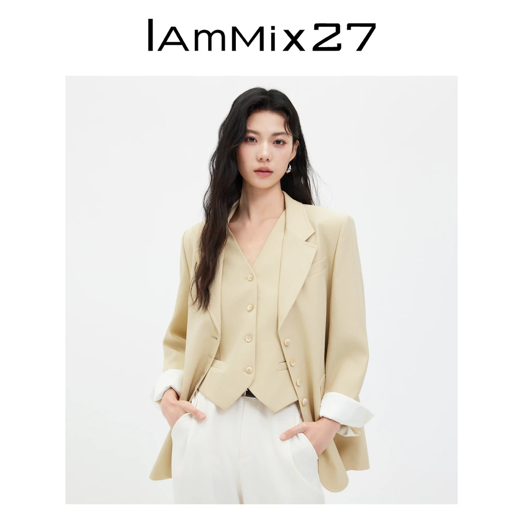 Iammix27春秋休闲宽松廓形简约高级感通勤西装外套M4C3231
