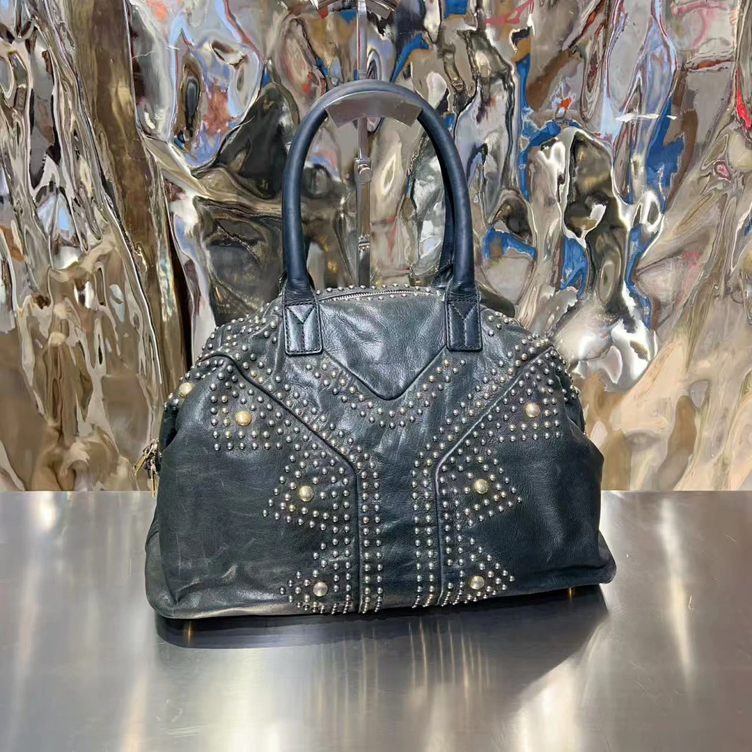 95新 YSL/圣罗兰 ysl 黑色 铆钉 贝壳 单肩包