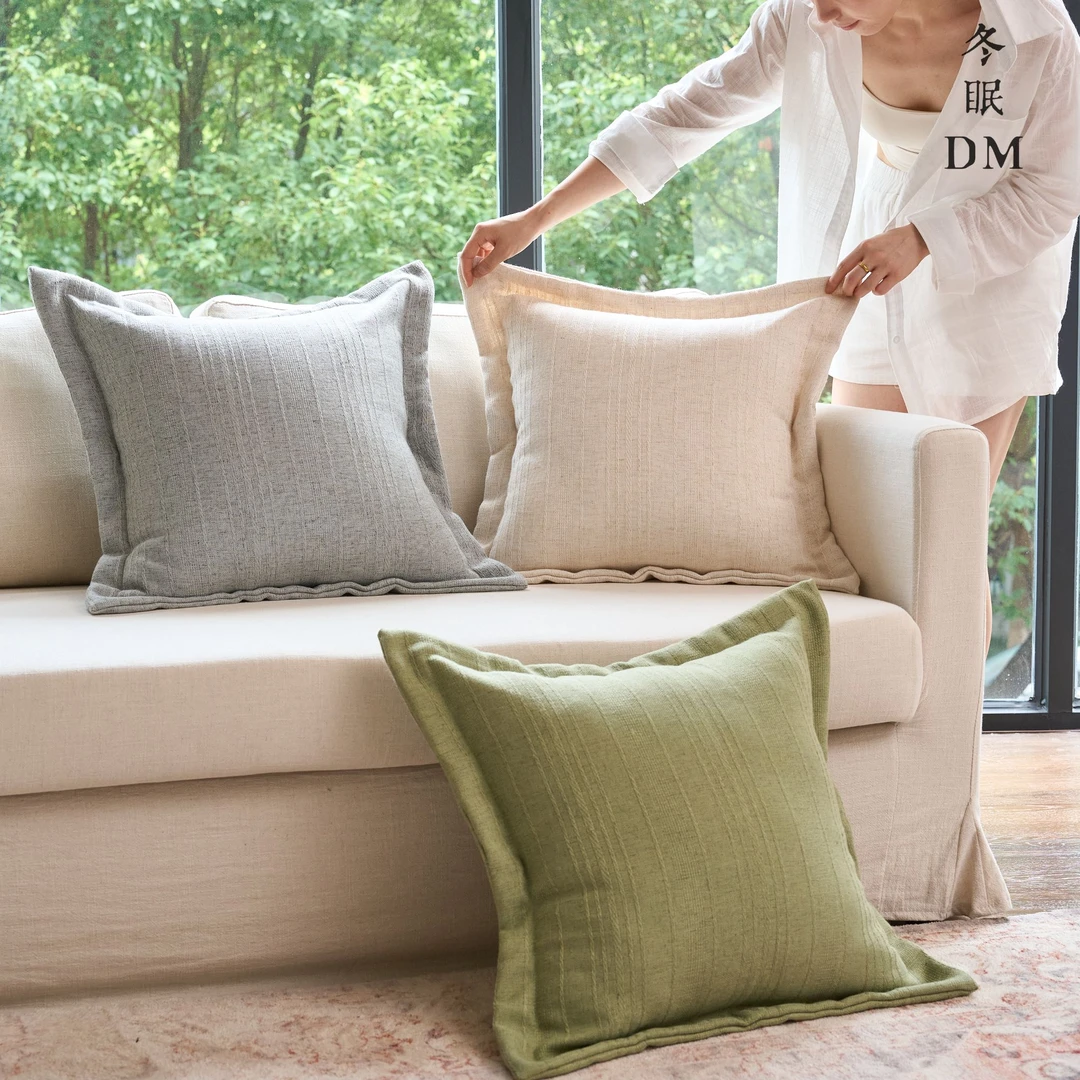 四季亚麻纯色高端棉麻抱枕沙发客厅睡觉靠背垫简约床头可拆洗枕套