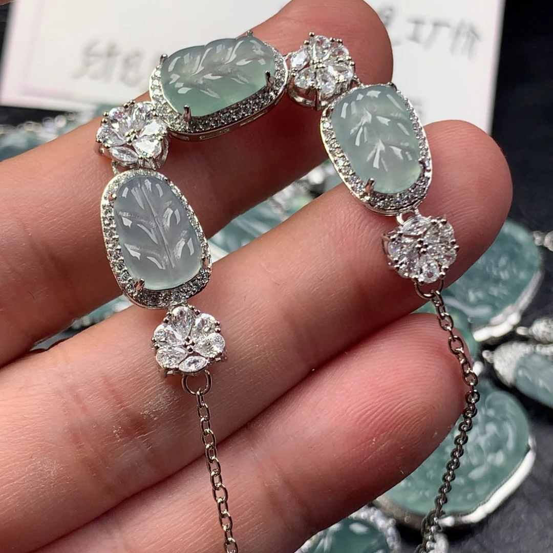 颈饰未镶嵌翡翠叶子手链