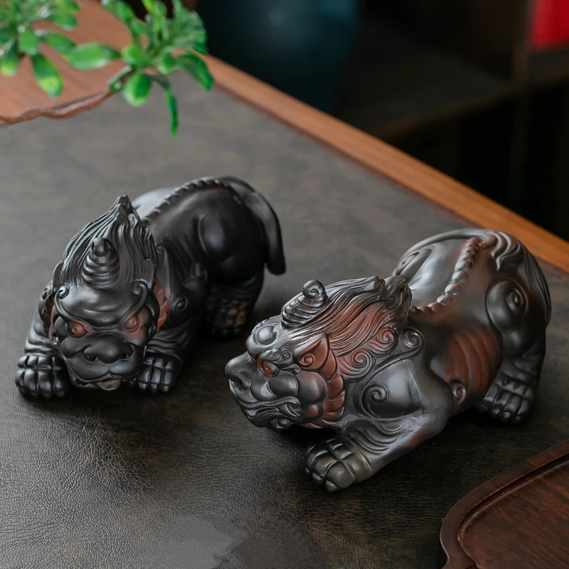 紫陶貔貅茶宠可养招财茶具茶桌摆件禅意茶道茶台装饰金蟾大号