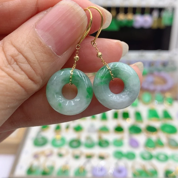 翡翠18K金镶嵌耳饰