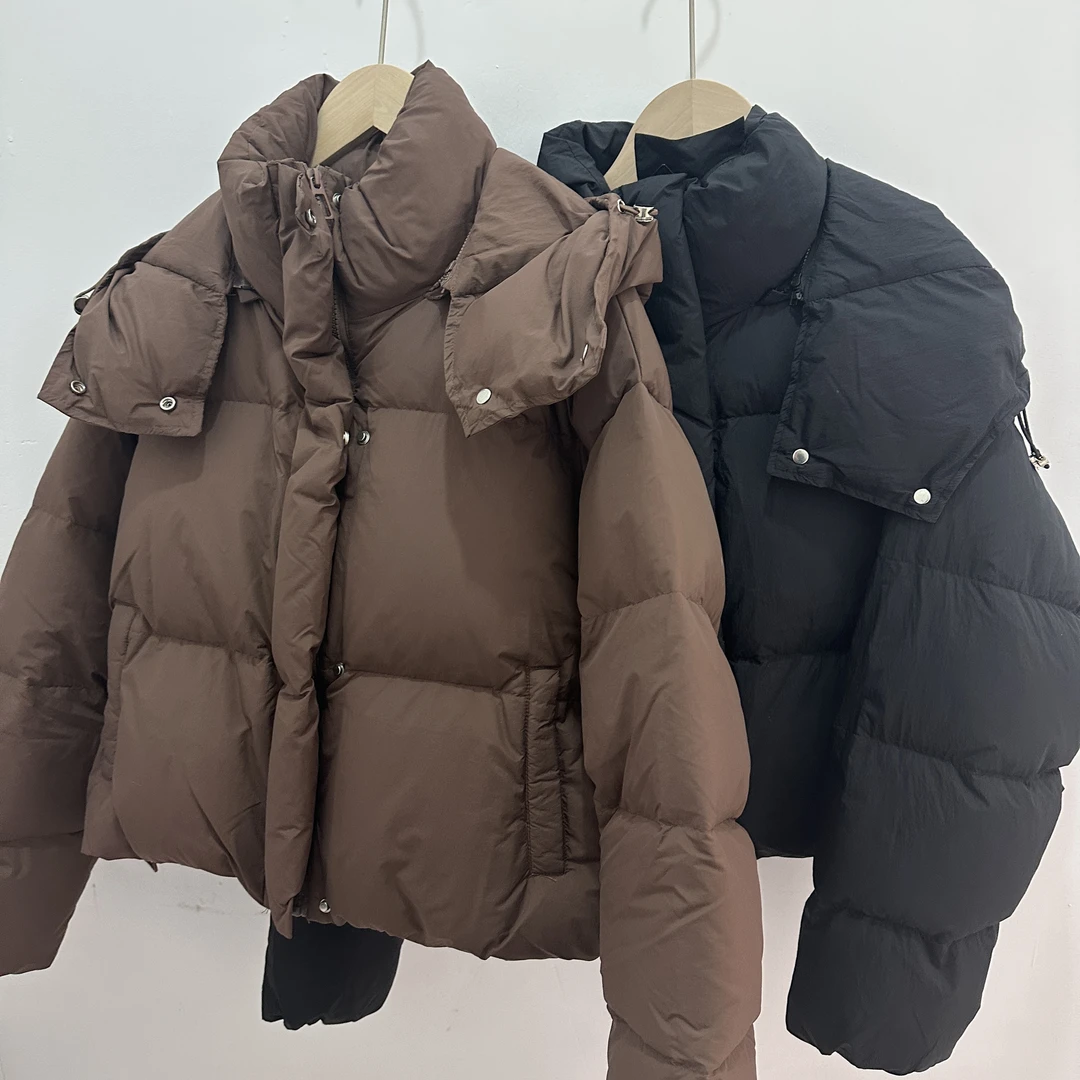 羽绒服短款厚款宽松型黑色保暖宽松女士休闲纯色秋冬no退换