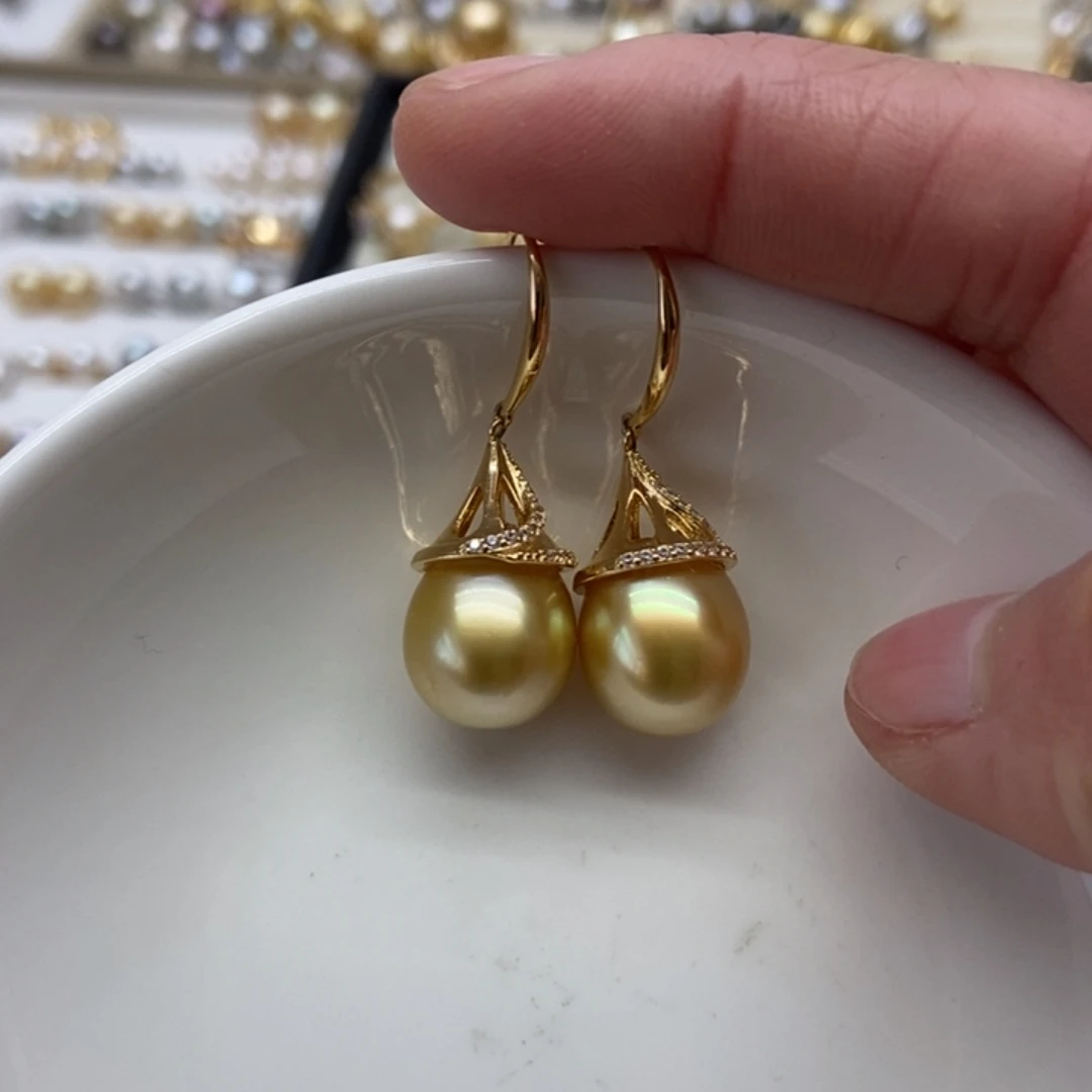 海水珍珠耳饰银S925镶嵌