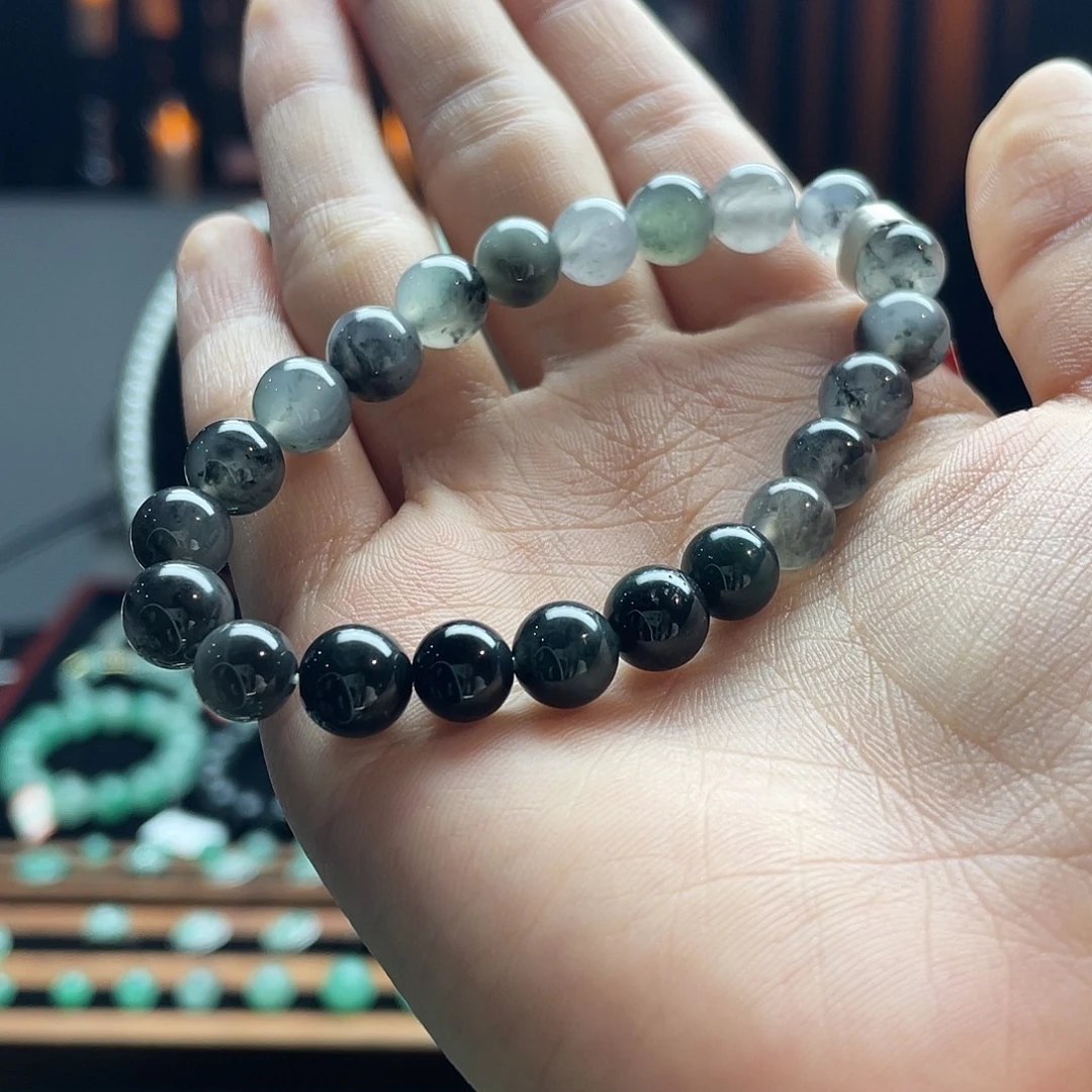 石英质玉（非洲翠）合金手链