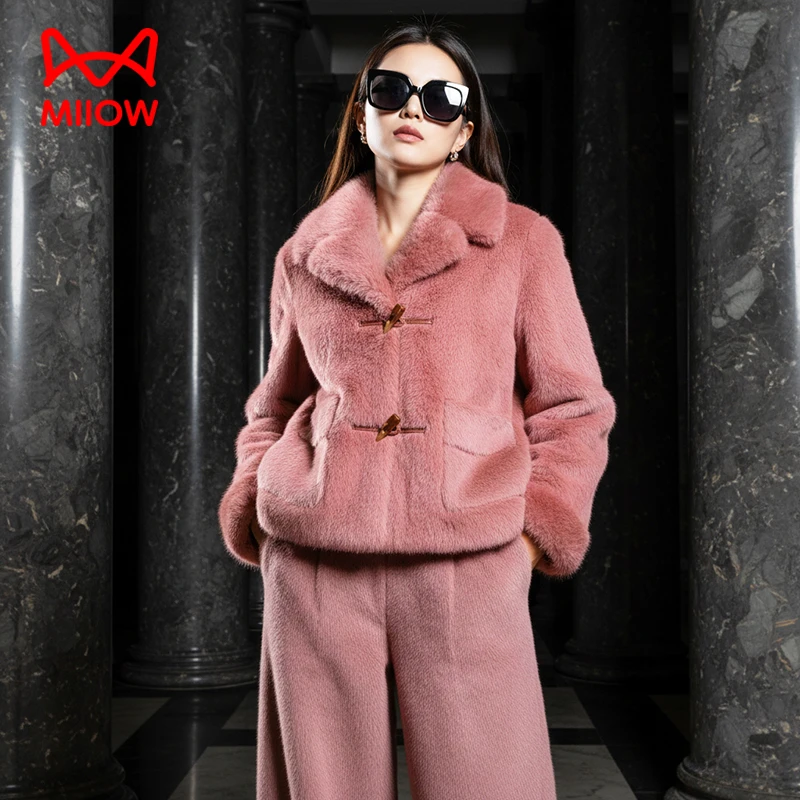 仿貂/MiiOW猫人加厚睡衣家居服女士外穿套装冬季保暖秋冬新款翻领