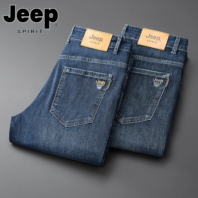 JEEPSPIRIT吉普2025春秋休闲透气牛仔裤商务直筒百搭宽松潮流长裤