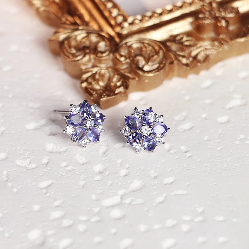 坦桑石雪花耳钉-多样性发其一