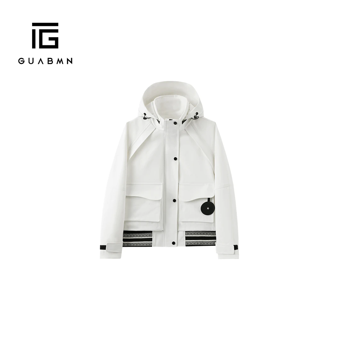 GUABMN2025秋冬新款复古连帽百搭时尚宽松休闲长袖外套冲锋衣6006