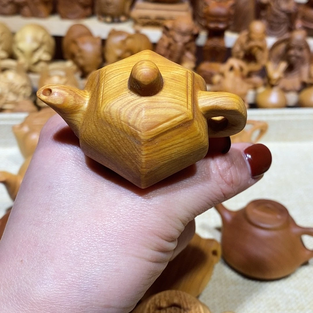 木田*.崖柏手把件，六边壶