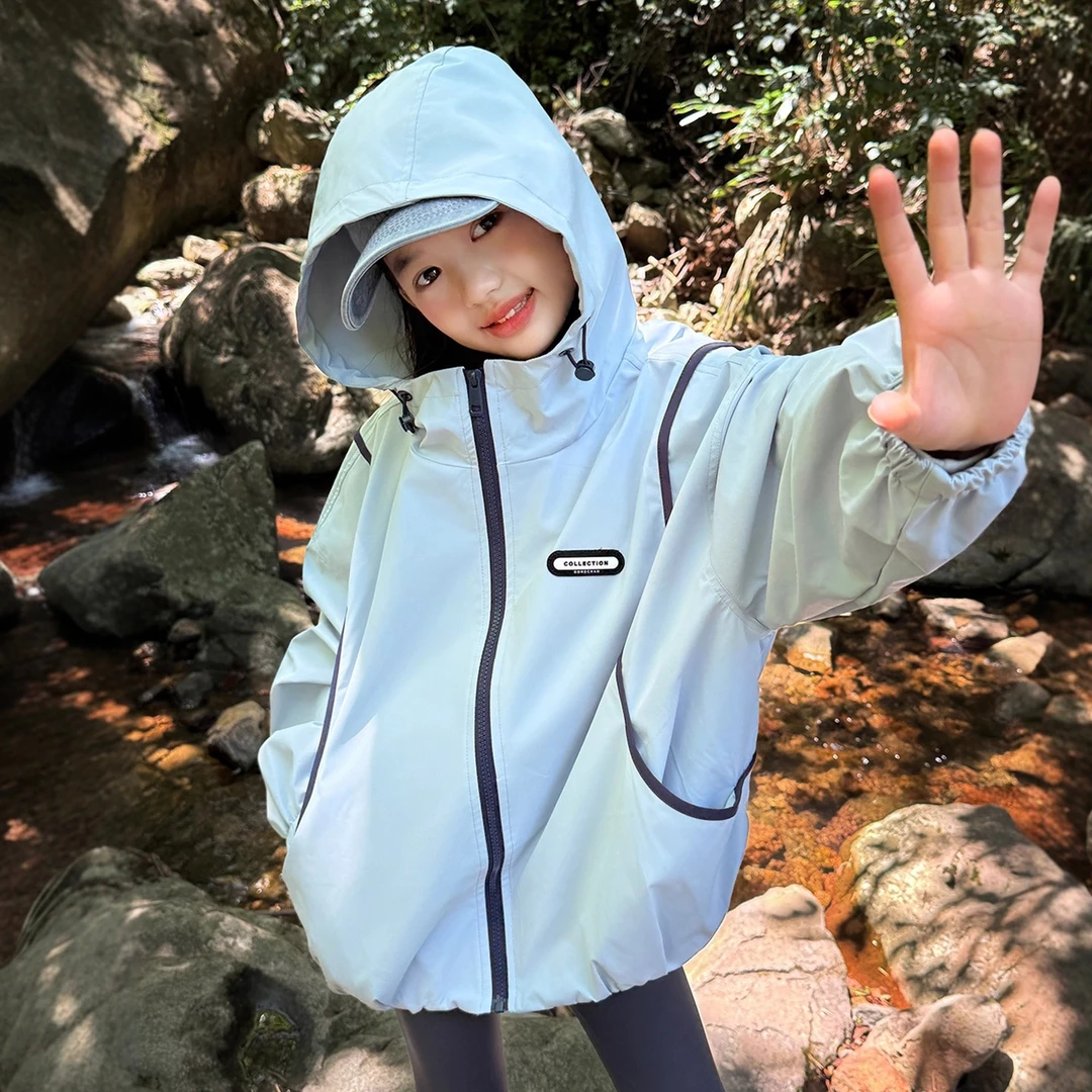 女童早秋洋气外套独特漂亮冲锋衣连帽夹克2025新款韩范儿童春秋装