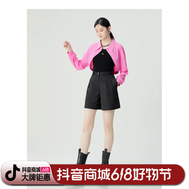 哥弟 翻领短款造型贝壳长袖防晒衫1301027