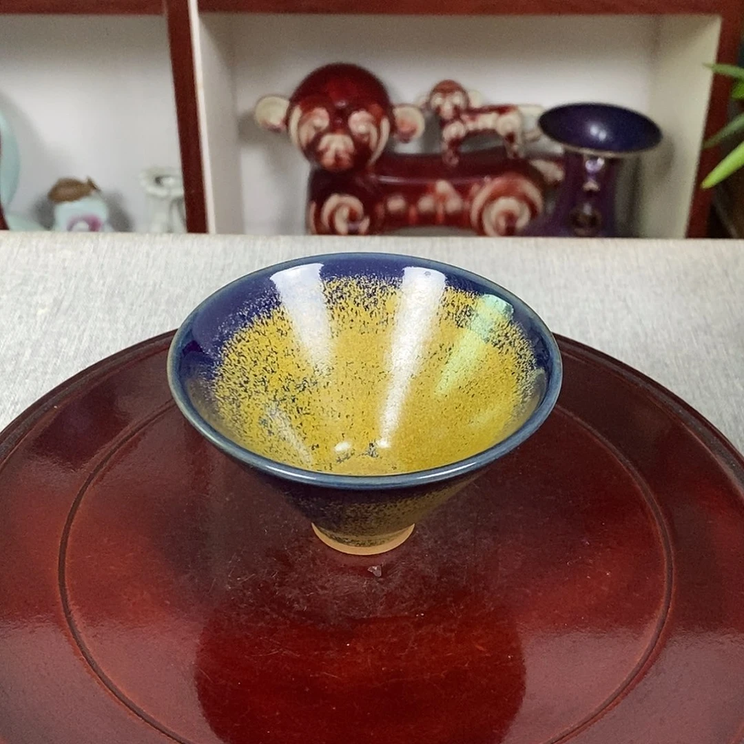 杯钧瓷主人杯高温窑变斗笠杯