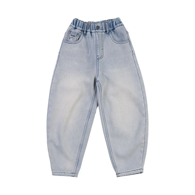 K5445男童牛仔裤加绒儿童冬季韩版中大童一体绒帅气长裤保暖裤