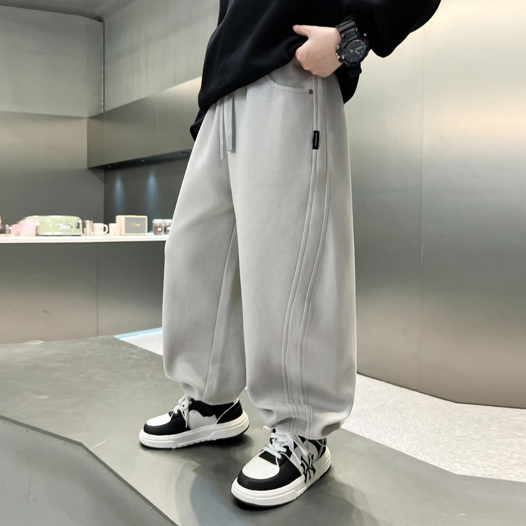 男童裤子春秋款2025新款儿童秋季中大童男孩秋装宽松运动裤潮痞帅